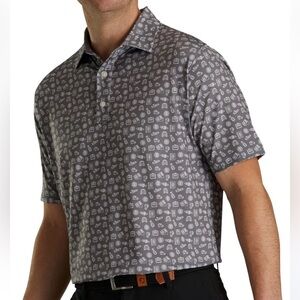 FootJoy Lisle Travel Print Collar Golf Polo grey white size extra large